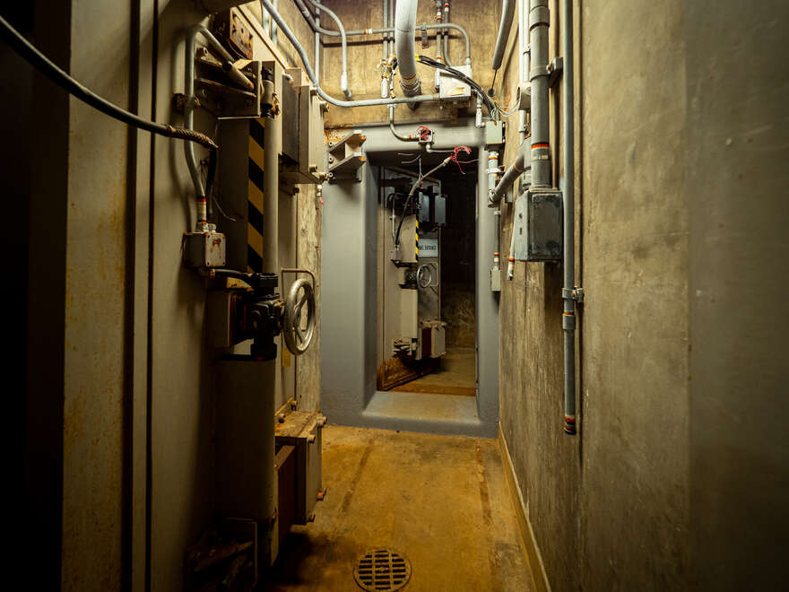 A corridor inside the RSL-3 underground bunker.
